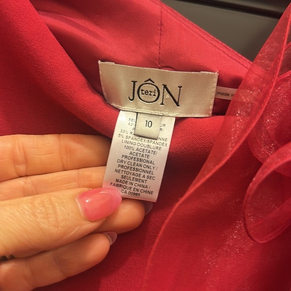 Ricky Freeman for Teri Jon Red Wedding Guest Dress w/ Organza Ruffle | Size 10 - Picture 3 of 5